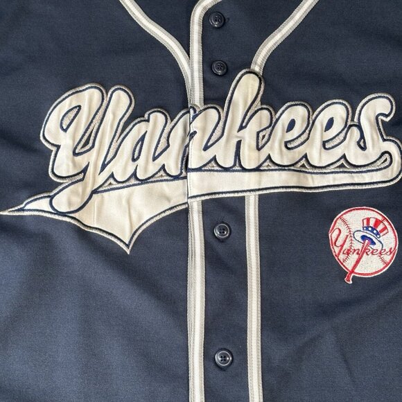 Vintage Dynasty New York Yankees Jersey Mens XL Blue MLB Baseball Sewn Logo NY - Picture 6 of 15